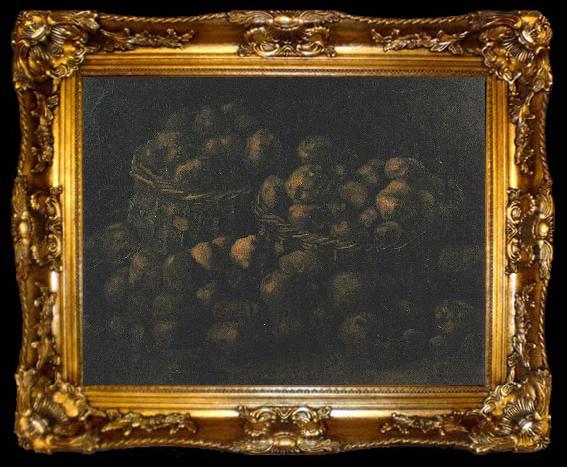 framed  Vincent Van Gogh Still life basket with two potato-baskets, ta009-2